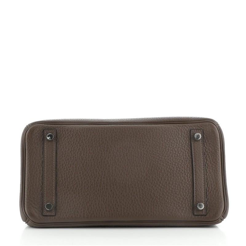 Women's or Men's Hermes Birkin Handbag Chocolate Clemence with Palladium Hardware 30