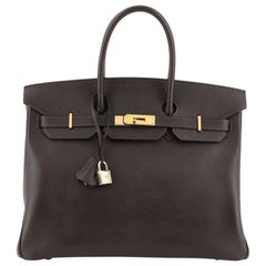Hermes Birkin Handbag Chocolate Courchevel With Gold Hardware 35 