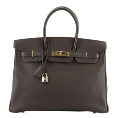 Hermes  Birkin Handbag Chocolate Epsom with Gold Hardware 35