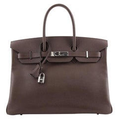 Hermes Birkin Handbag Chocolate Epsom with Palladium Hardware 35