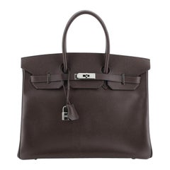 Hermes Birkin Handbag Chocolate Epsom with Palladium Hardware 35
