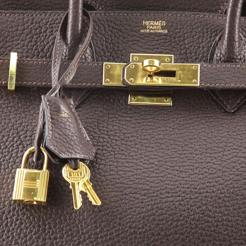 Hermes Birkin Handbag Chocolate Fjord with Gold Hardware 30 5