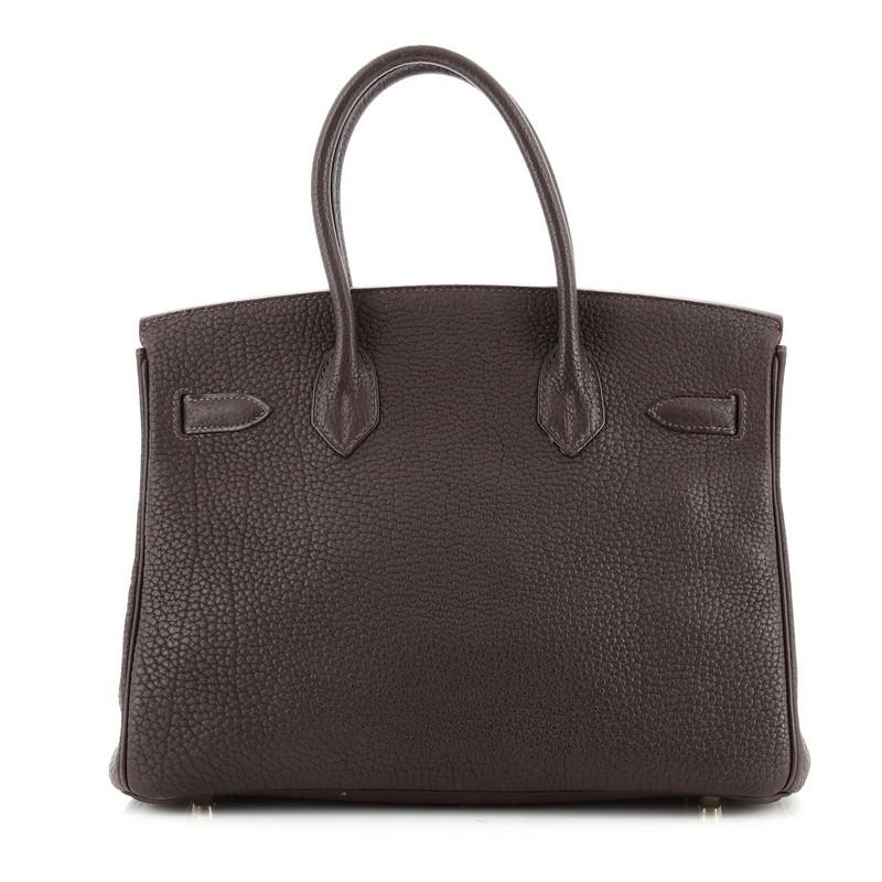Black Hermes Birkin Handbag Chocolate Fjord with Gold Hardware 30