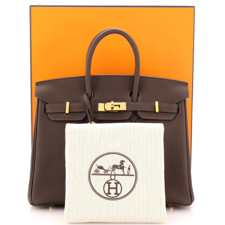 Hermes Birkin Handbag Chocolate Togo with Gold Hardware 25 For Sale at  1stDibs