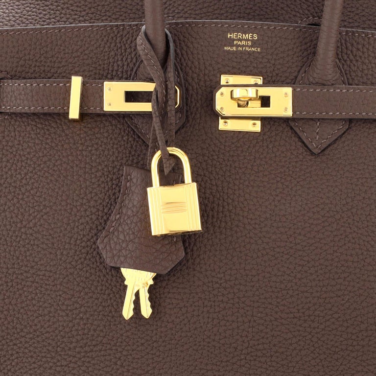 Hermes Birkin 25 Bag Chocolate Gold Hardware Togo Leather