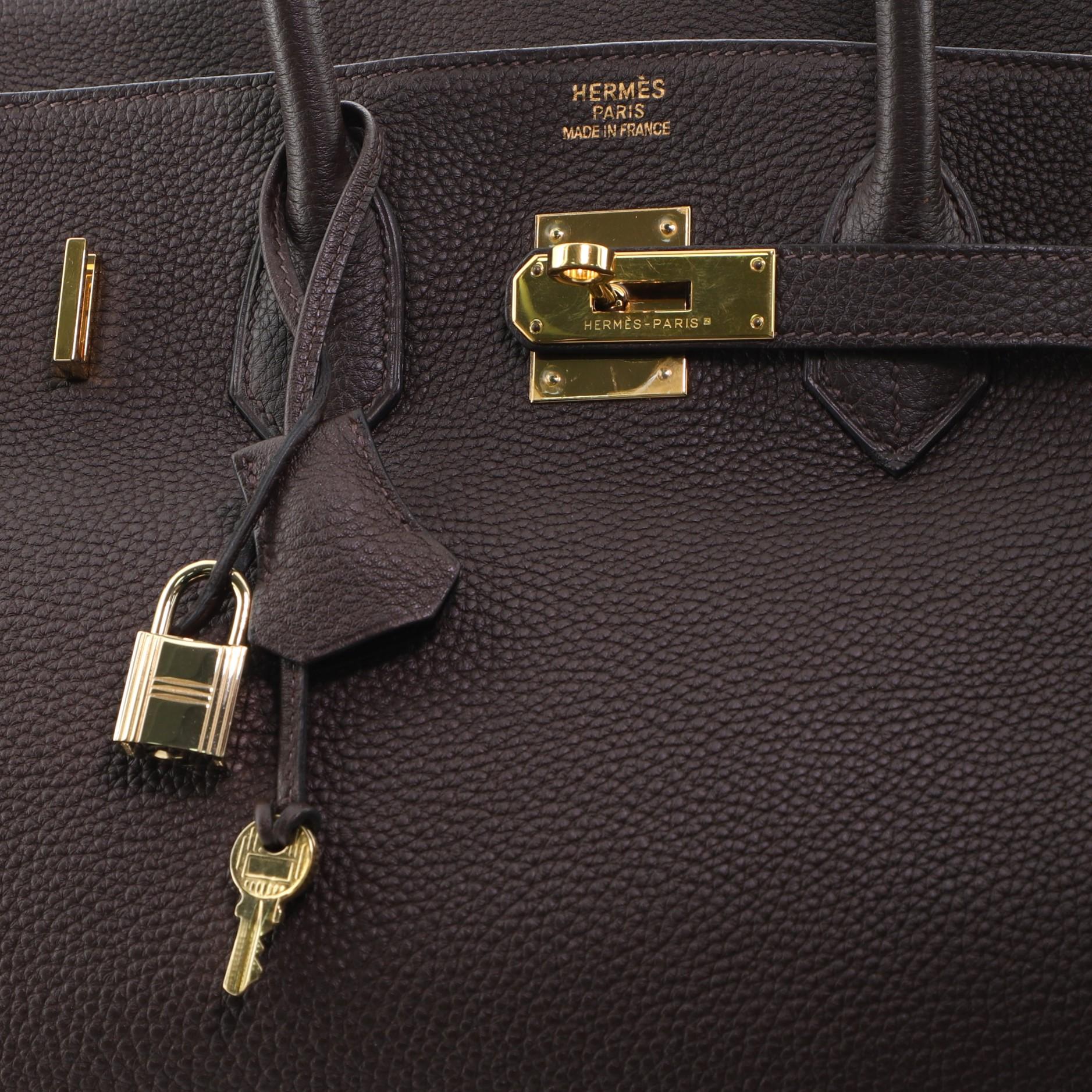Hermes Birkin Handbag Chocolate Togo with Gold Hardware 35 2