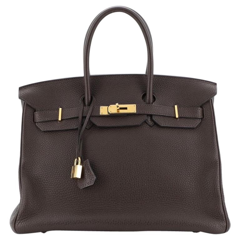 Hermes Birkin Handbag Chocolate Togo With Gold Hardware 35
