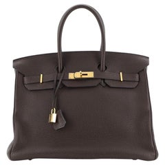 Hermes Birkin Handbag Chocolate Togo With Gold Hardware 35 