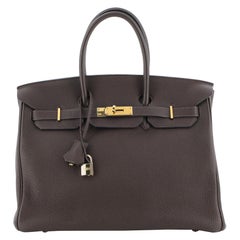 Hermes Birkin Handbag Chocolate Togo with Gold Hardware 35