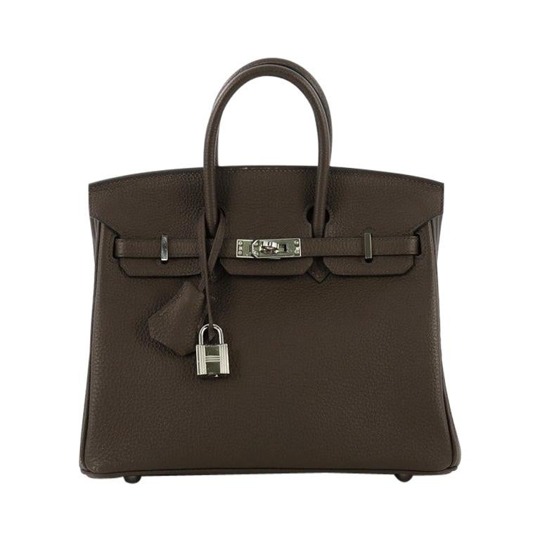 Hermes Birkin Handbag Chocolate Togo with Palladium Hardware 25