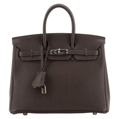 Hermes Birkin Handbag Chocolate Togo with Palladium Hardware 25