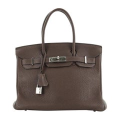 Hermes Birkin Handbag Chocolate Togo with Palladium Hardware 30