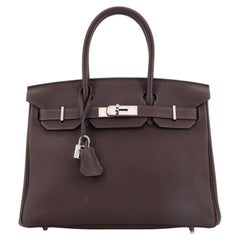 Hermes Birkin Handbag Chocolate Togo with Palladium Hardware 30