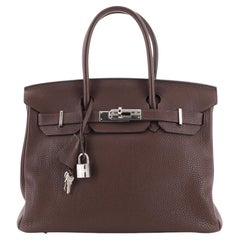 Hermes Birkin Handbag Chocolate Togo with Palladium Hardware 30