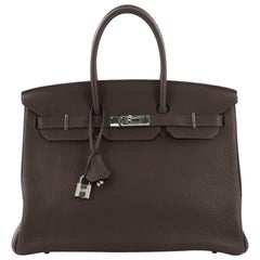 Hermes Birkin Handbag Chocolate Togo with Palladium Hardware 35