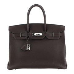 Hermes Birkin Handbag Chocolate Togo with Palladium Hardware 35