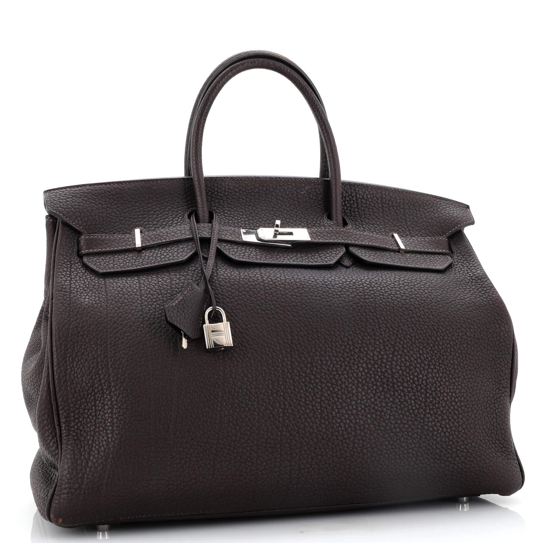 Hermes Birkin Handbag Chocolate Togo with Palladium Hardware 40 In Fair Condition In NY, NY