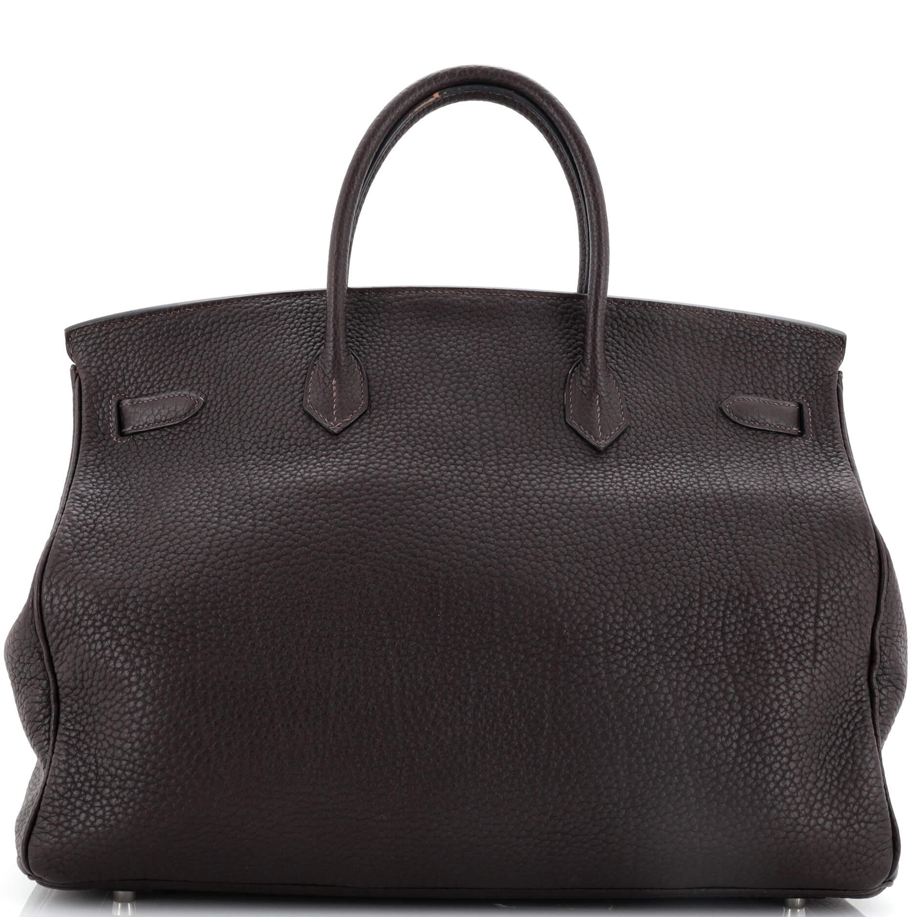 Women's or Men's Hermes Birkin Handbag Chocolate Togo with Palladium Hardware 40