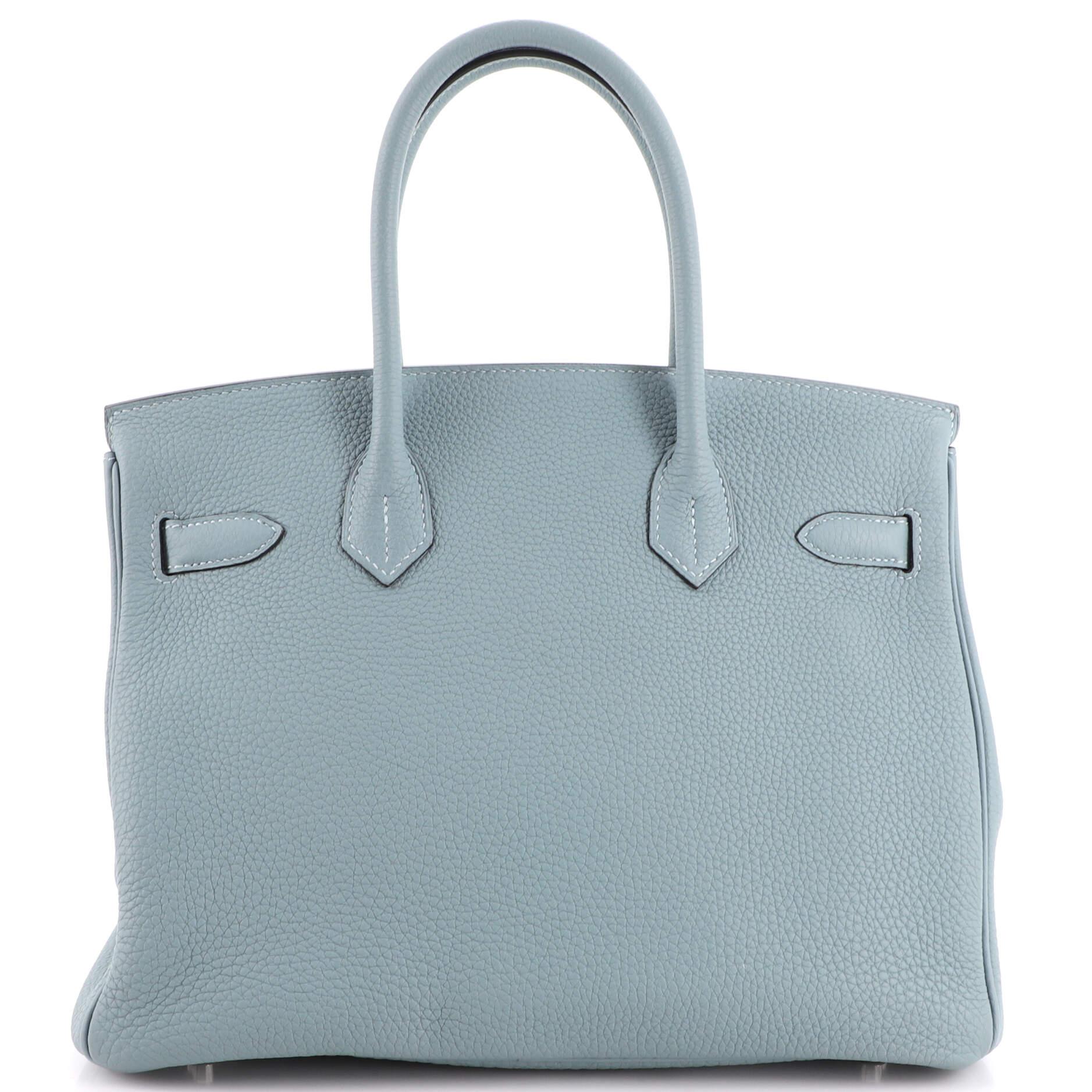 Women's or Men's Hermes Birkin Handbag Ciel Clemence with Palladium Hardware 30