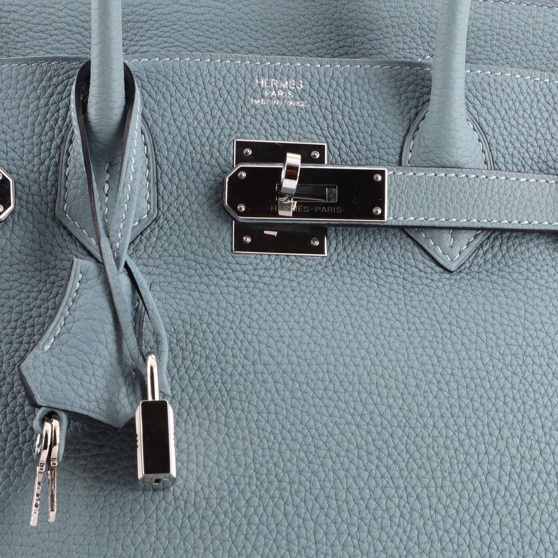 Hermes Birkin Handbag Ciel Clemence with Palladium Hardware 30 3