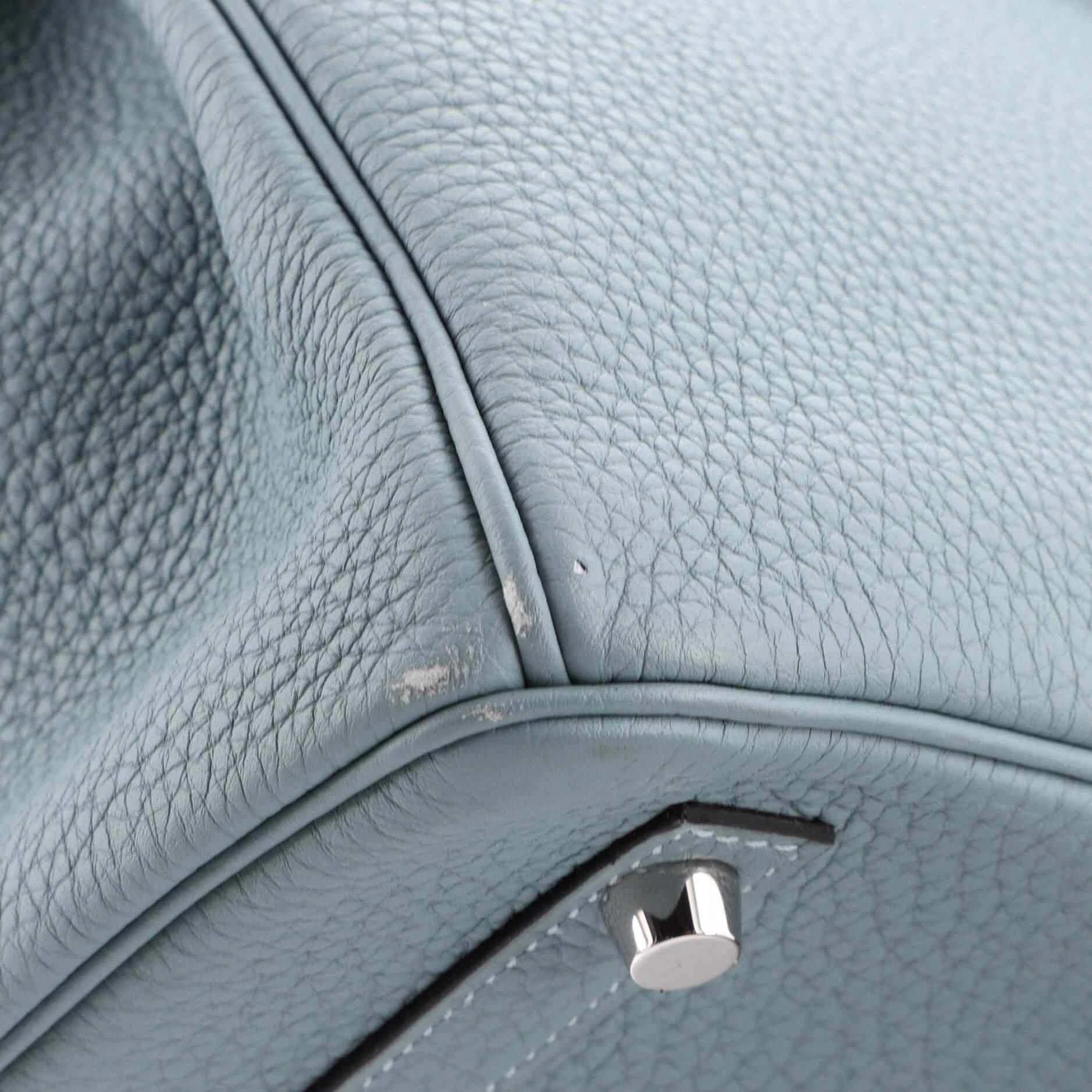 Hermes Birkin Handbag Ciel Clemence with Palladium Hardware 30 4