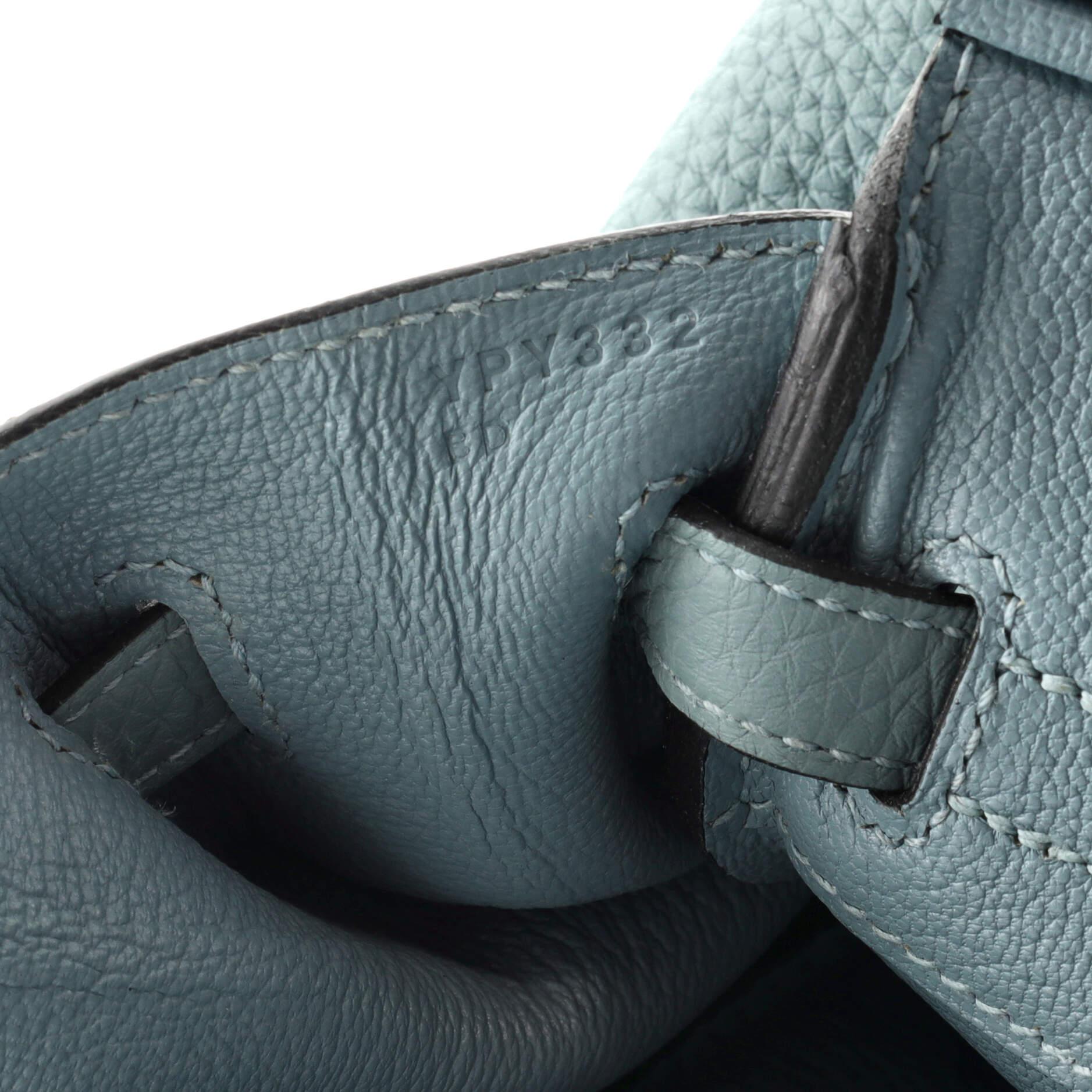 Women's or Men's Hermes Birkin Handbag Ciel Togo with Palladium Hardware 25