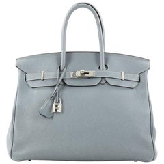 Hermes Birkin Handbag Ciel Togo with Palladium Hardware 35