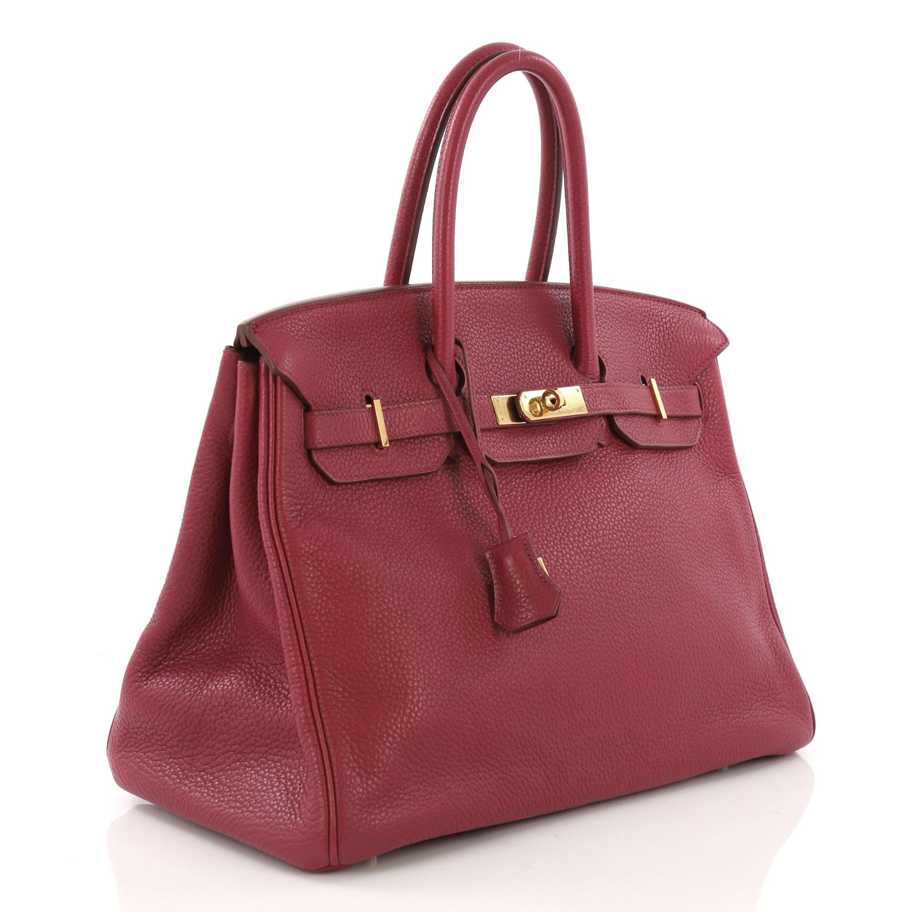 Brown Hermes Birkin Handbag Clemence 35