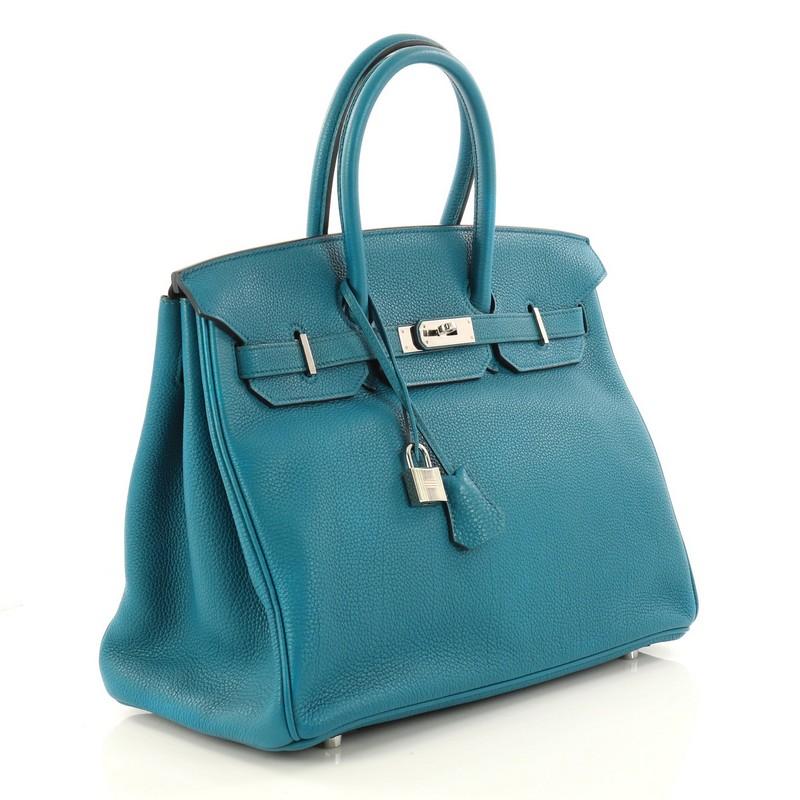 Hermes Birkin Handbag Cobalt Blue Togo with Palladium Hardware 35 In Good Condition In NY, NY