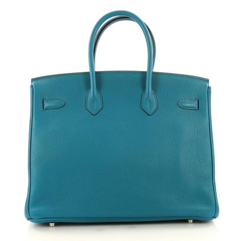 Women's Hermes Birkin Handbag Cobalt Blue Togo with Palladium Hardware 35