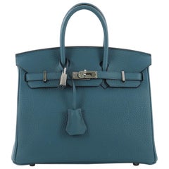 Hermes Birkin Handbag Cobalt Togo with Palladium Hardware 25