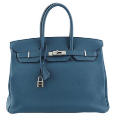 Hermes  Birkin Handbag Cobalt Togo with Palladium Hardware 35