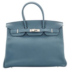 Hermès Birkin Handtasche Kobalt Togo mit Palladiumbeschlägen 35