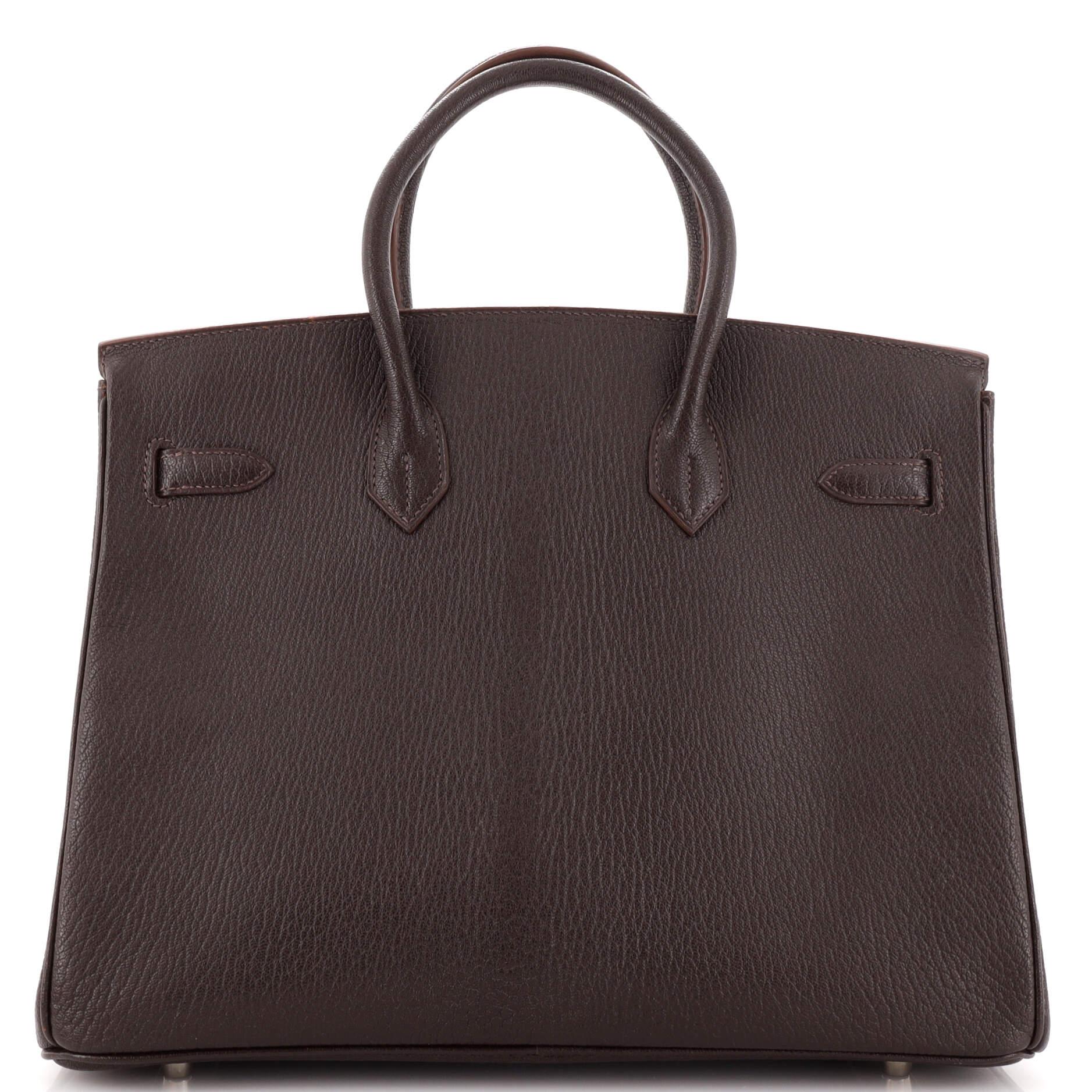 Women's or Men's Hermes Birkin Handbag Cocoan Chevre de Coromandel with Palladium Hardware 35