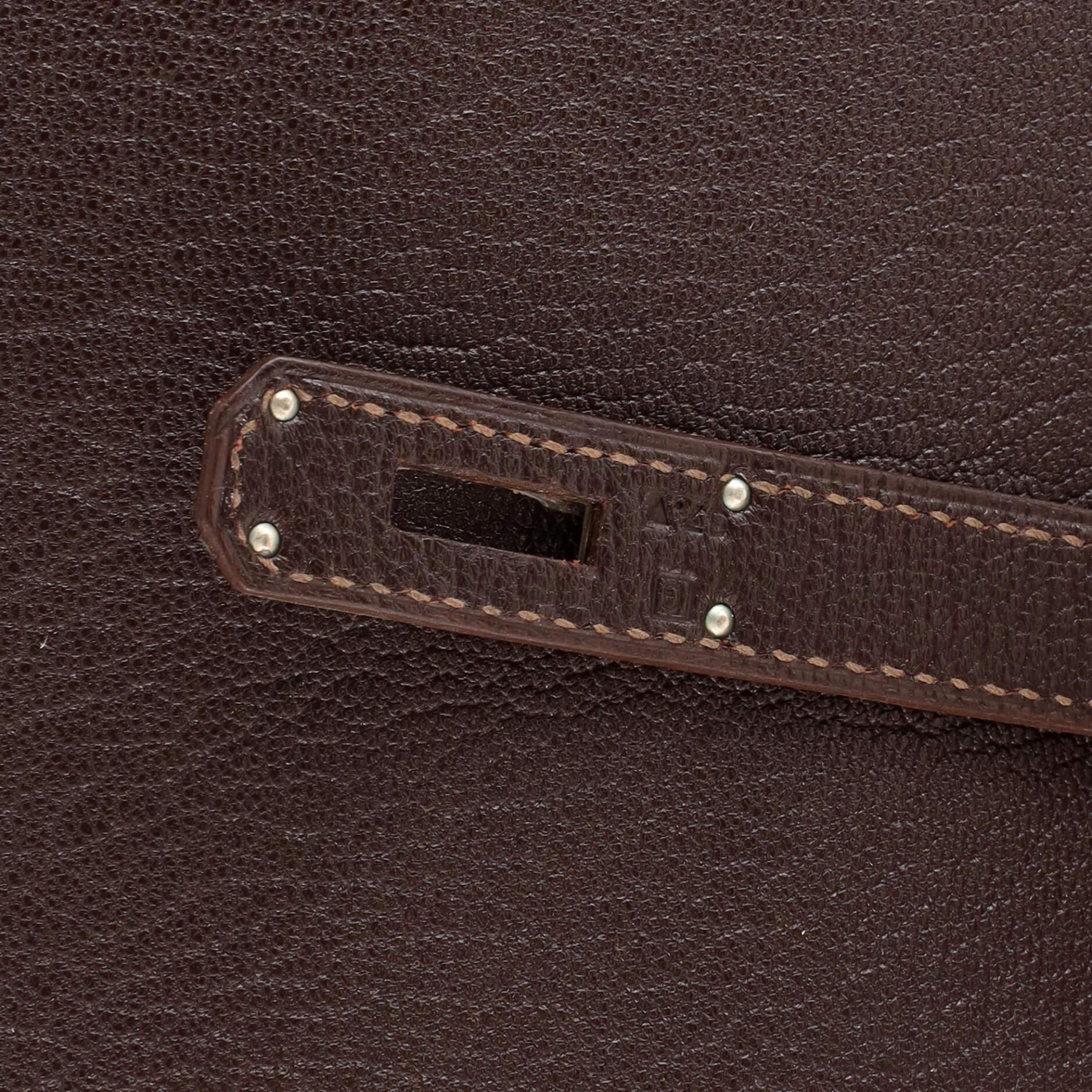 Hermes Birkin Handbag Cocoan Chevre de Coromandel with Palladium Hardware 35 5