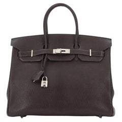 Hermes Birkin Handbag Cocoan Chevre de Coromandel with Palladium Hardware 35