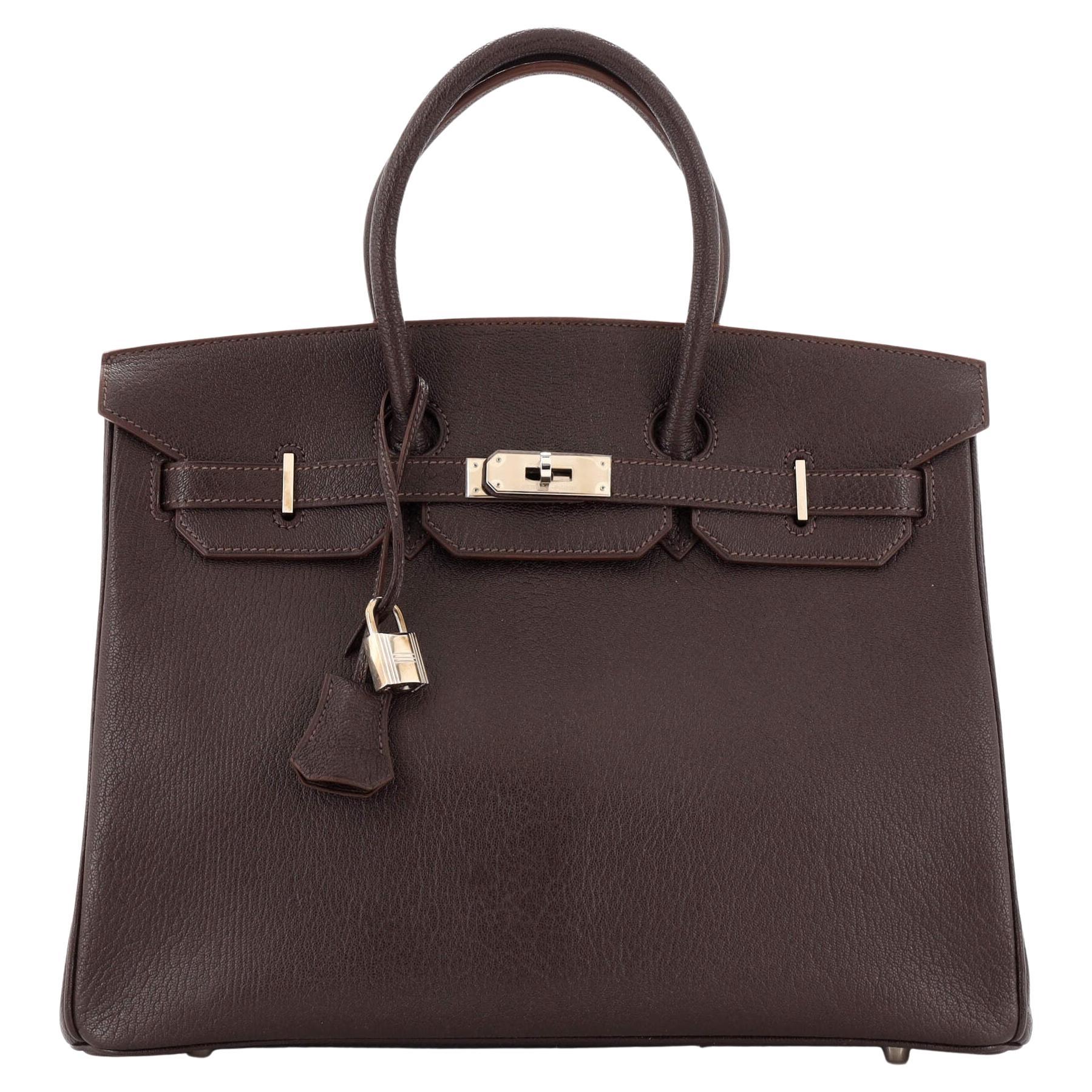 Hermes Birkin Handbag Cocoan Chevre de Coromandel with Palladium Hardware 35