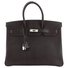 Hermes Birkin Sac à main Cocoan Chevre de Coromandel avec matériel Palladium