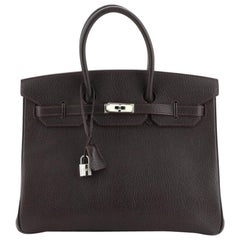 Hermes Birkin Handbag Cocoan Chevre de Coromandel with Palladium Hardware