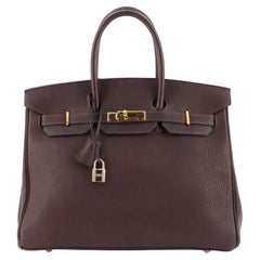 Hermes Birkin Handbag Cocoan Fjord with Gold Hardware 35