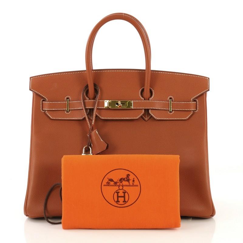 Hermes Birkin Handbag Cognac Epsom with 