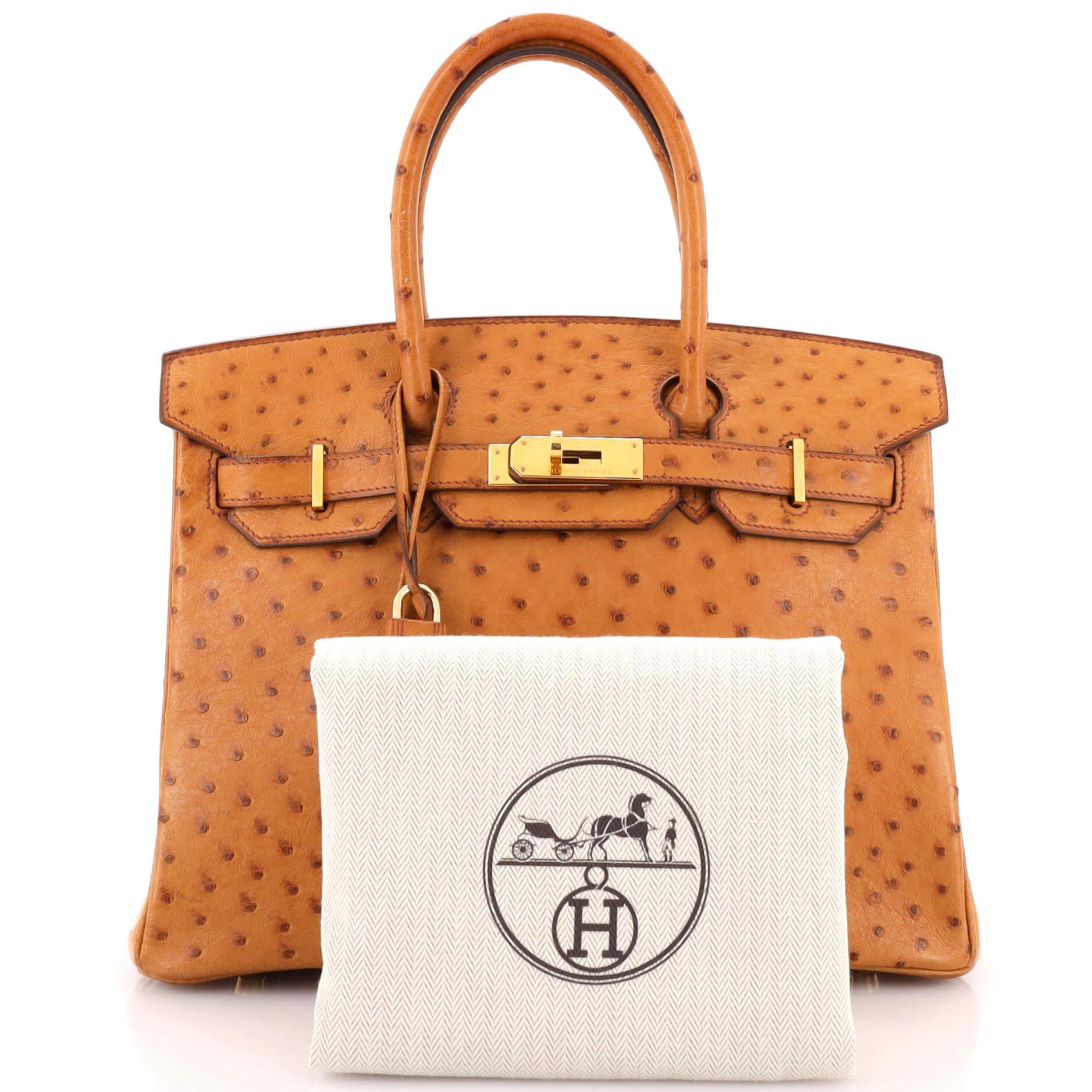 Hermes Ostrich Skin Kelly 32 with GHW in Marron Fonce