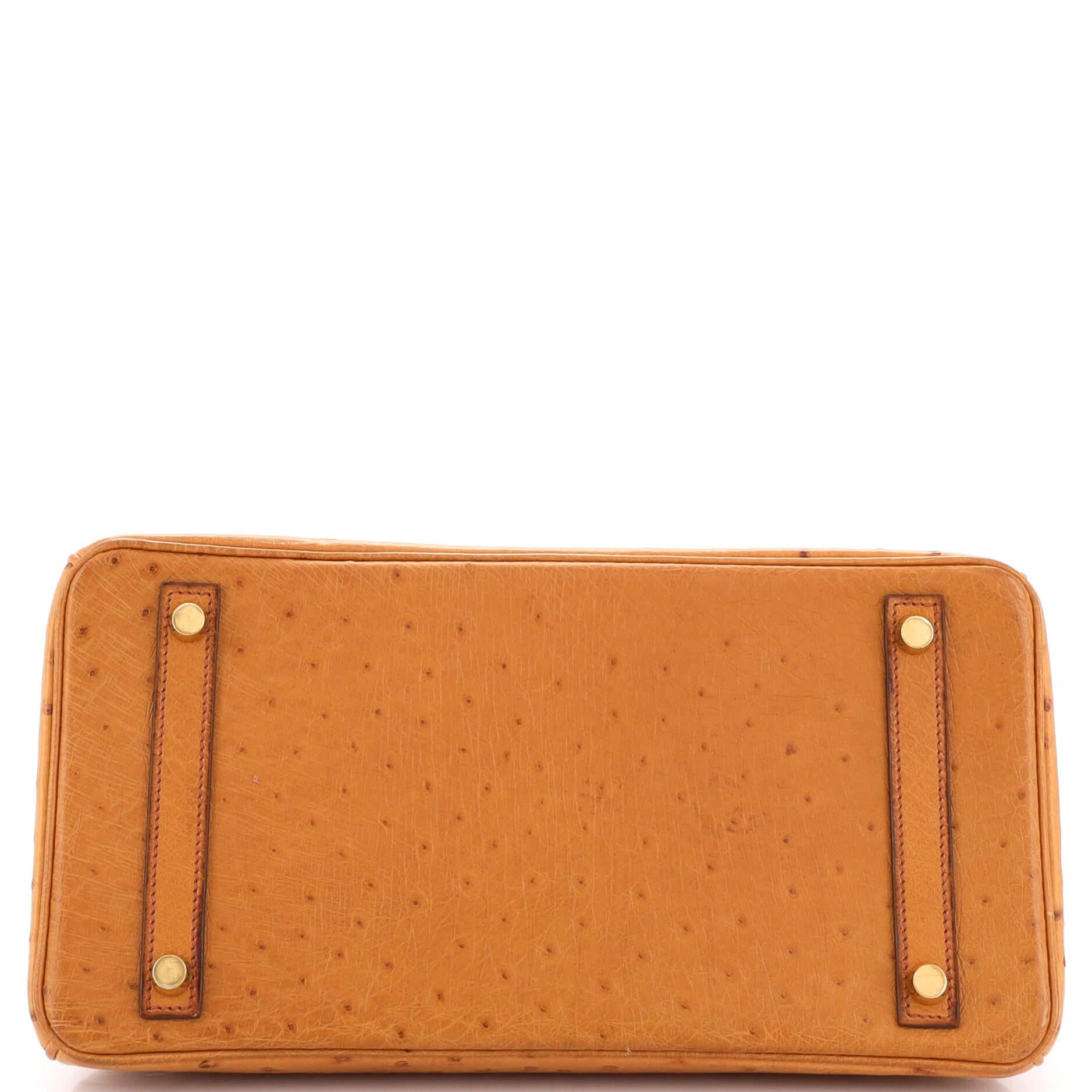 Hermes Birkin Handbag Cognac Ostrich with Gold Hardware 30 1