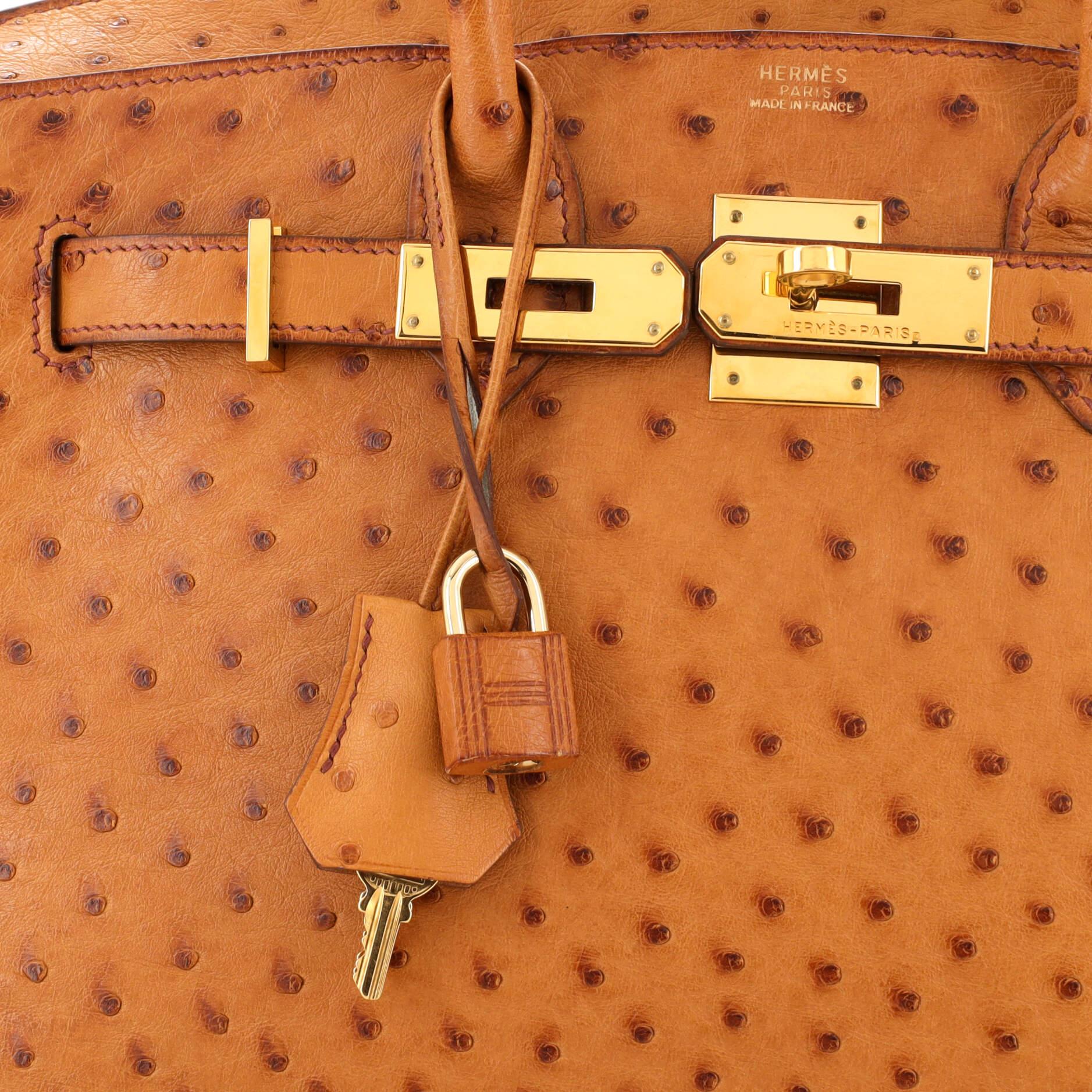 Hermes Birkin Handbag Cognac Ostrich with Gold Hardware 30 1