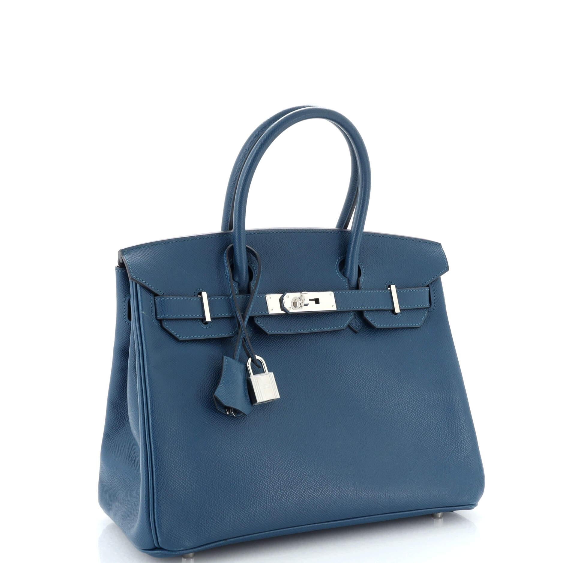 Hermes Birkin Handbag Colvert Epsom with Palladium Hardware 30 In Good Condition For Sale In NY, NY