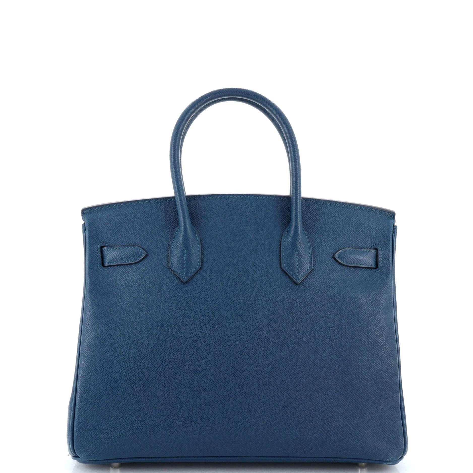 Women's or Men's Hermes Birkin Handbag Colvert Epsom with Palladium Hardware 30 For Sale