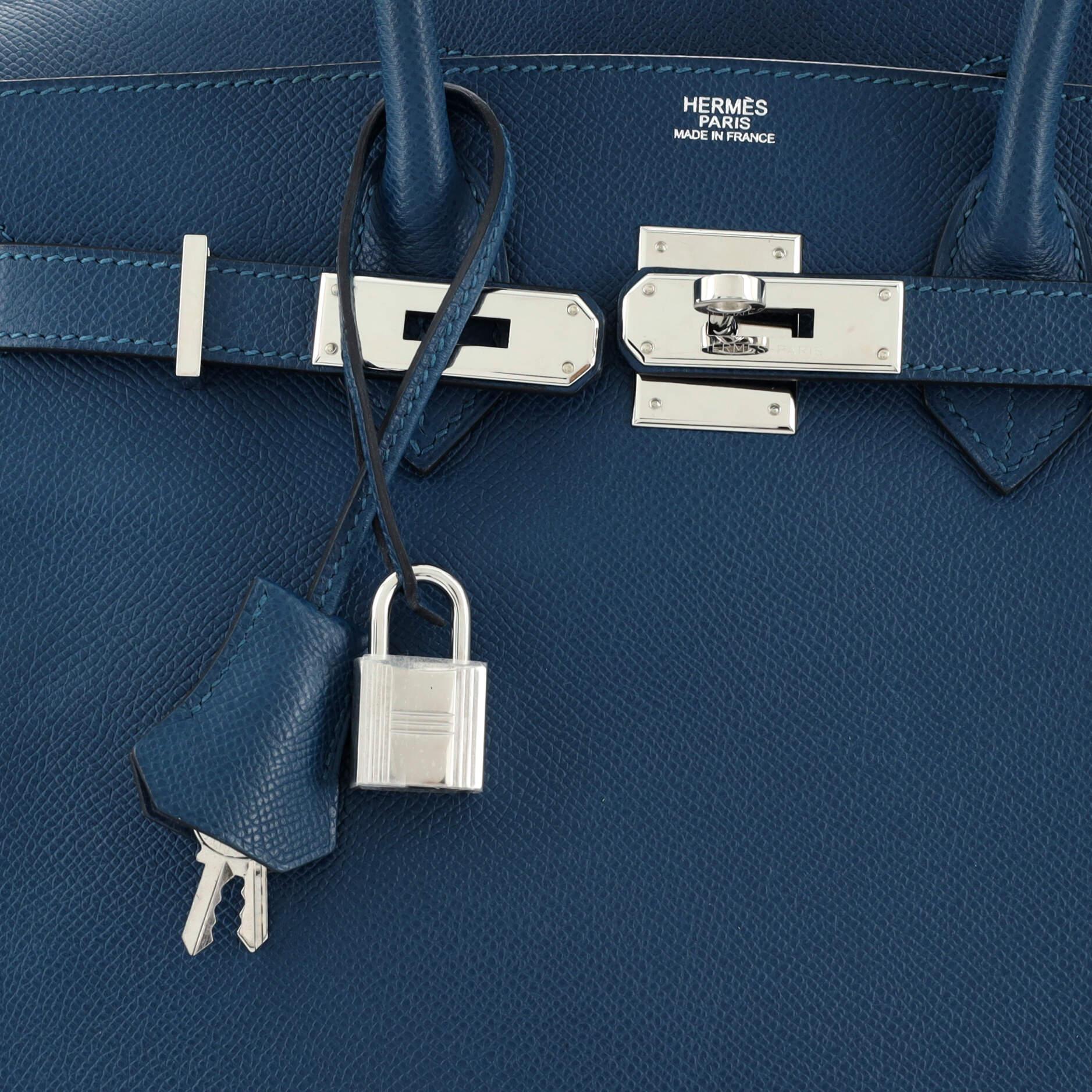 Hermes Birkin Handbag Colvert Epsom with Palladium Hardware 30 For Sale 3