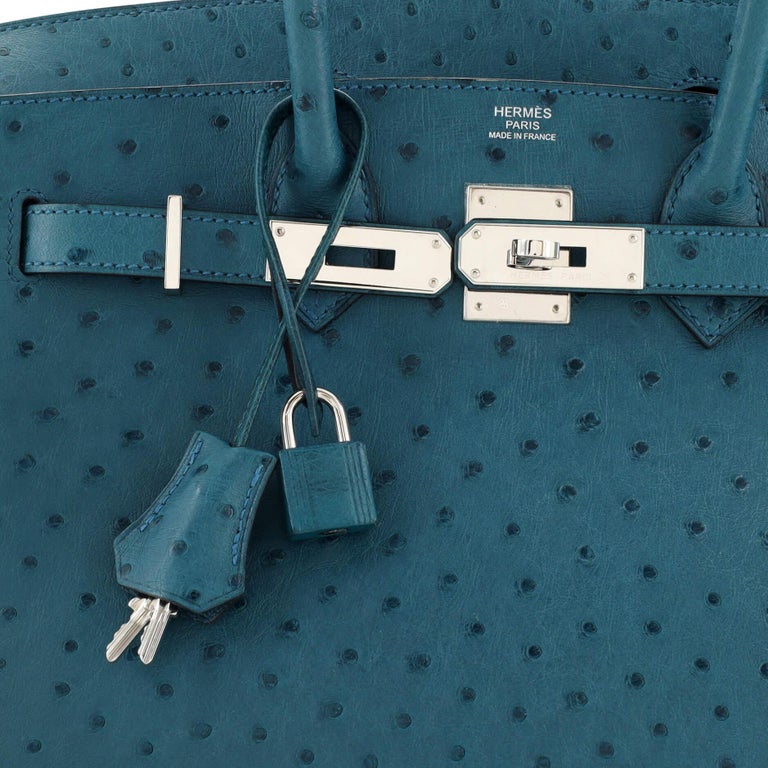 Hermes 30cm Terre Cuite Ostrich Birkin Bag with Palladium Hardware