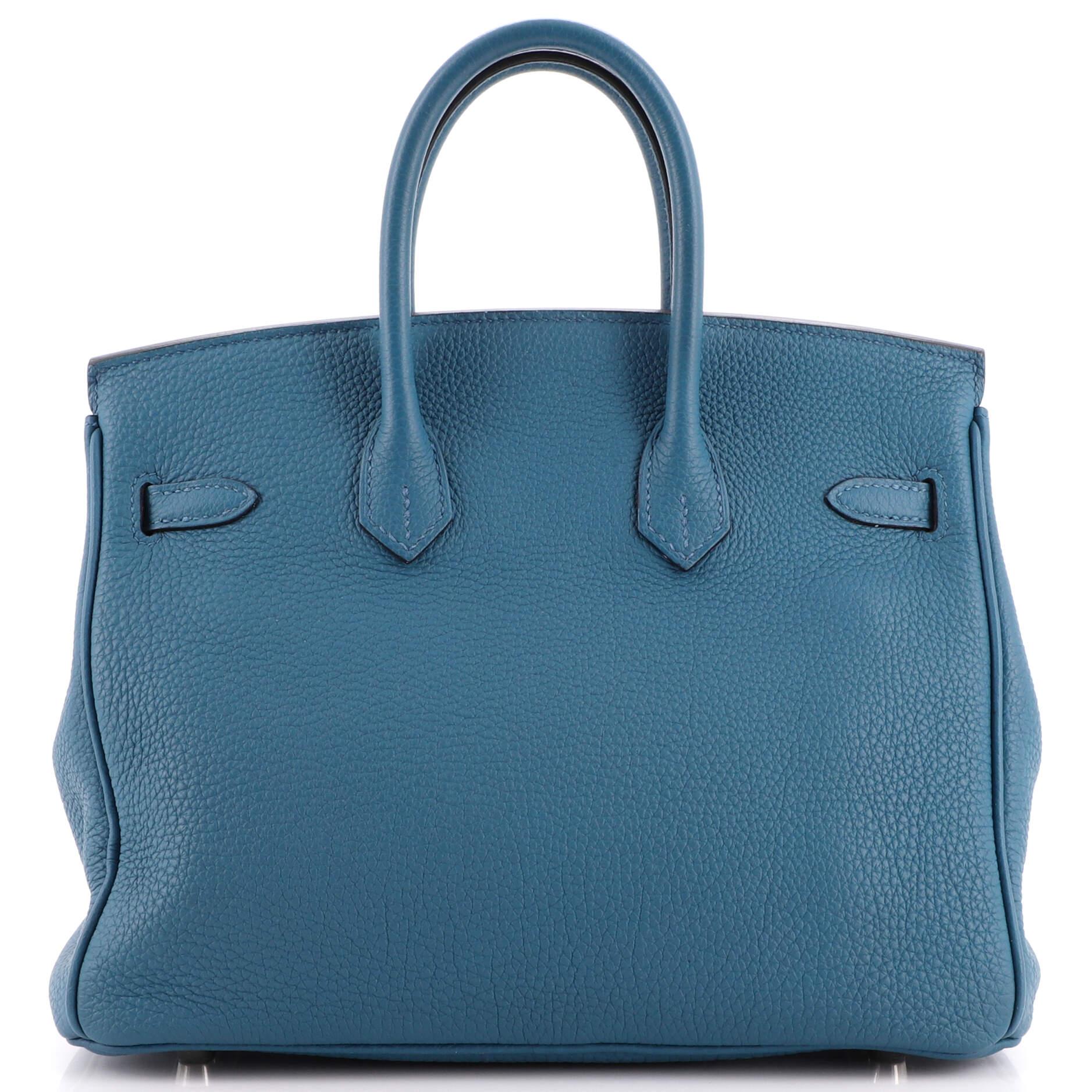 Hermes Birkin Handbag Colvert Togo with Palladium Hardware 25 In Good Condition In NY, NY
