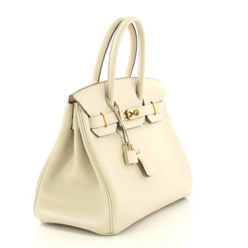 Hermes Birkin Handbag Craie Swift with Gold Hardware 30 In Good Condition In NY, NY